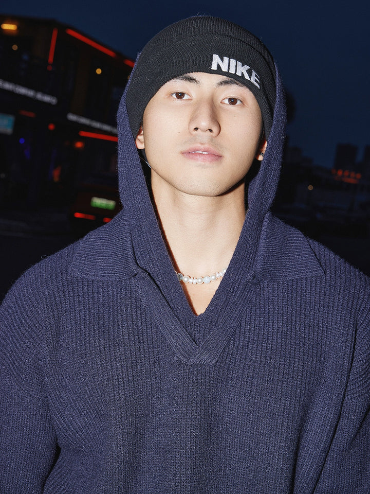 Casual Knit Hooded Sweater