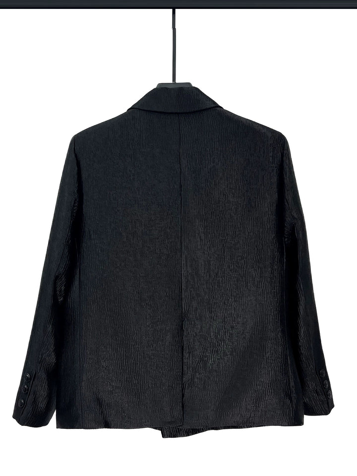 Double-Breasted Pleated Casual Suit Jacket