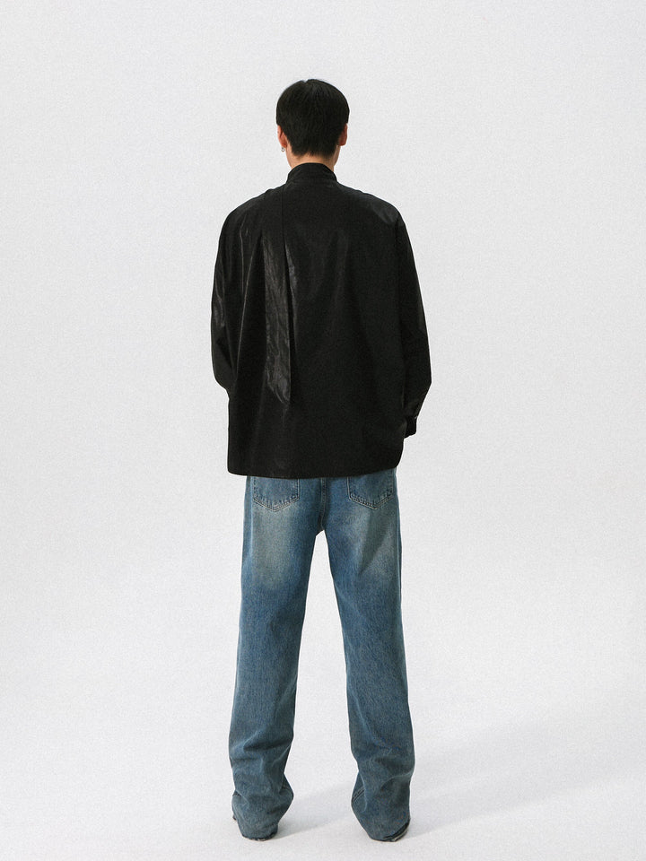 Pearl Detail Ribbon Accent Formal Shirt