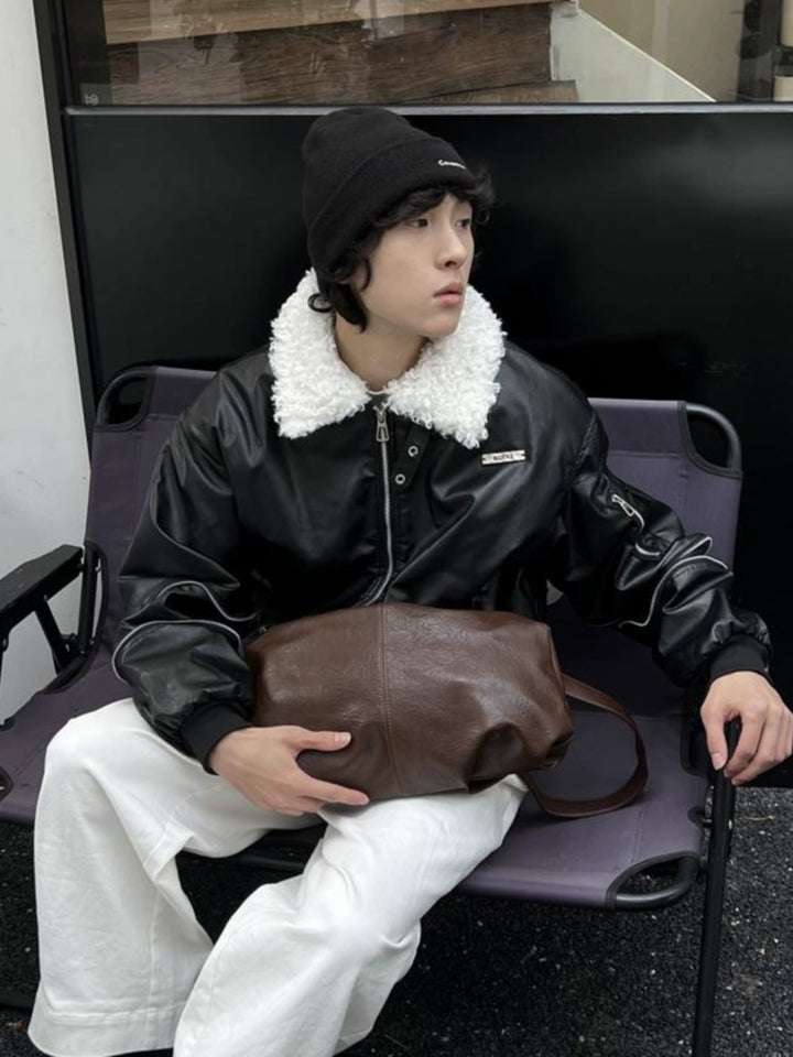 Dark Brown Leather Shoulder Bag