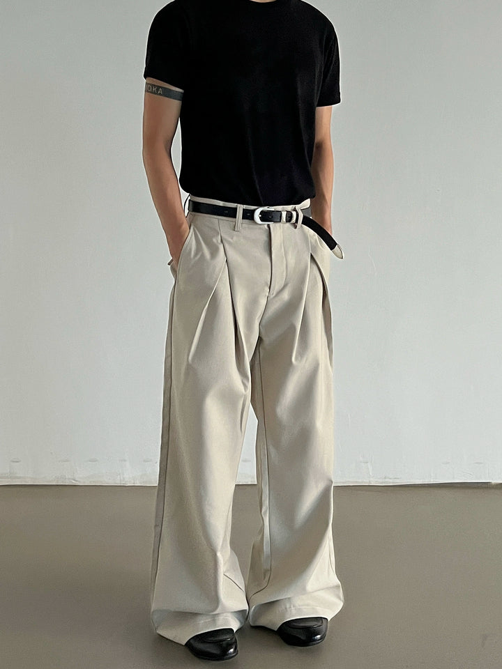 Pleated Loose Fit Straight Casual Pants