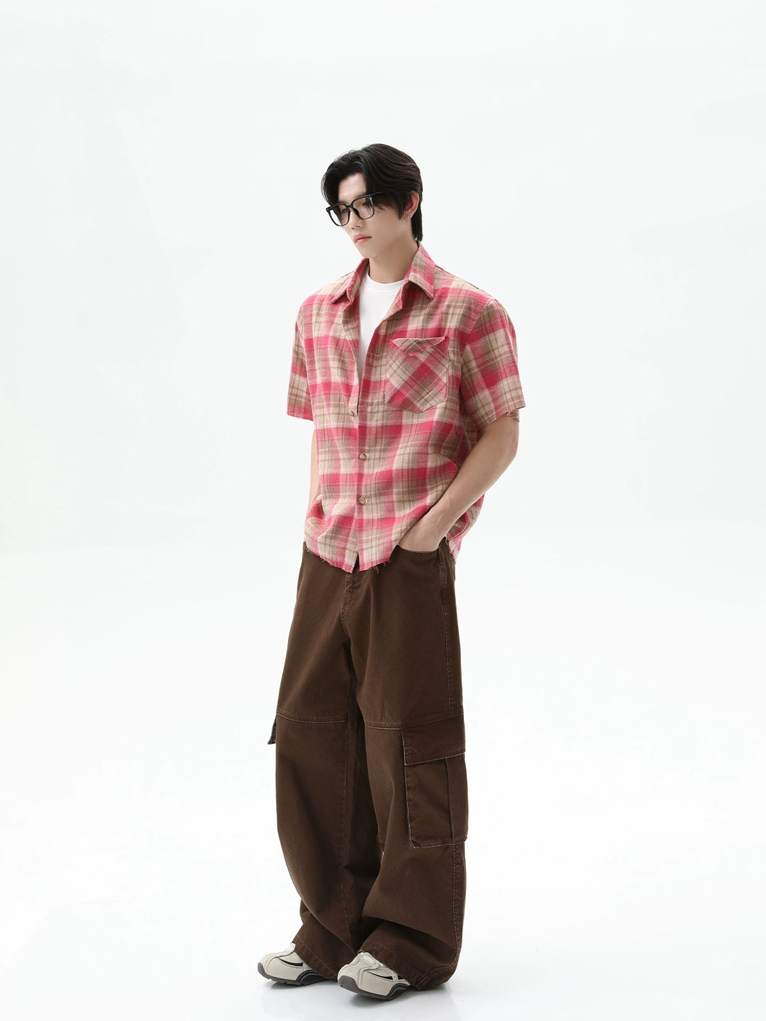 Loose Fit Plaid Short Sleeve Shirt