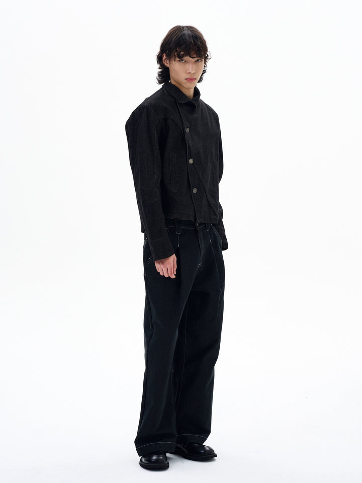Retro Rechte Pas Asymmetrische Denim Jas