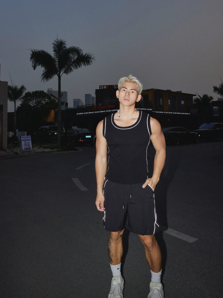 Slim Fit Contrast Trim Casual Vest