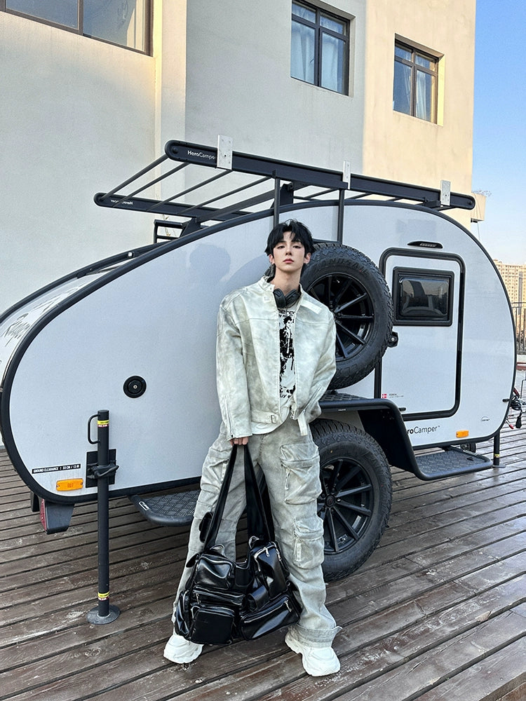 Relaxed Fit Retro Leather Motorcycle Jacket