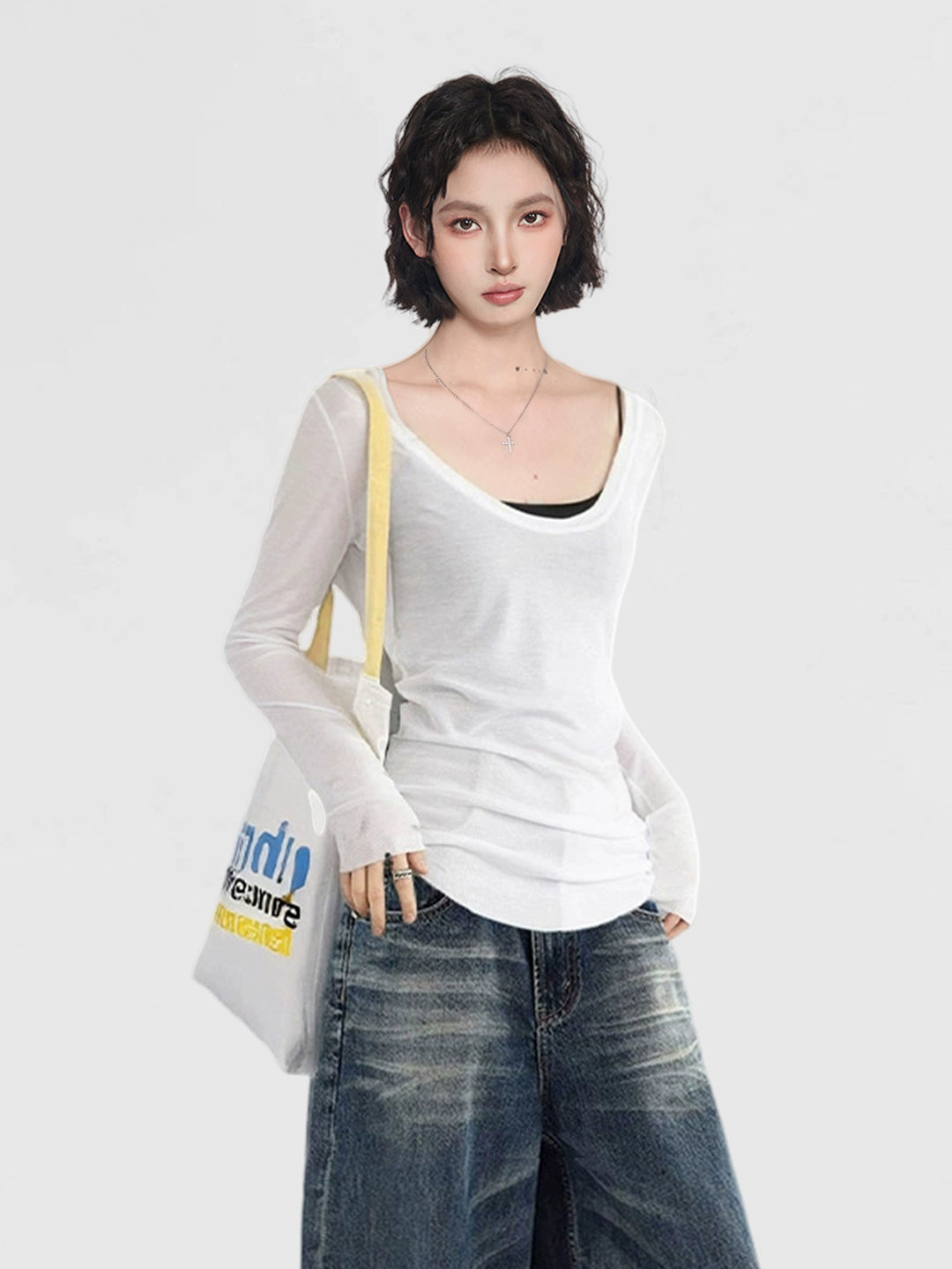 Ice Silk Slim Fit Long Sleeve Top