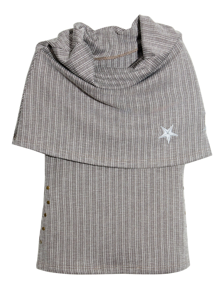 Off Shoulder Ribbed Knit Short Sleeve Top