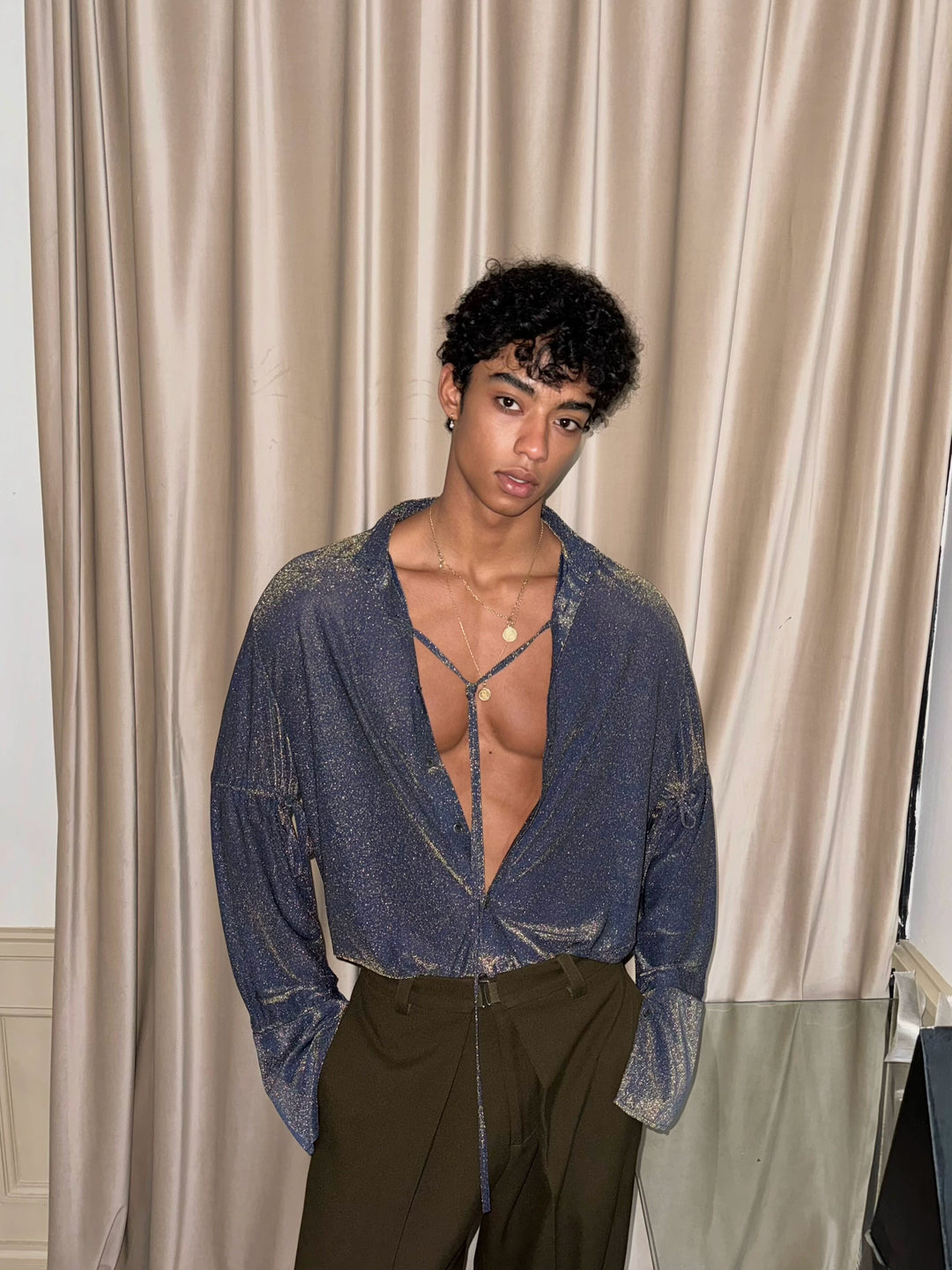 Sparkling Lightweight Loose Fit Long Sleeve Shirt