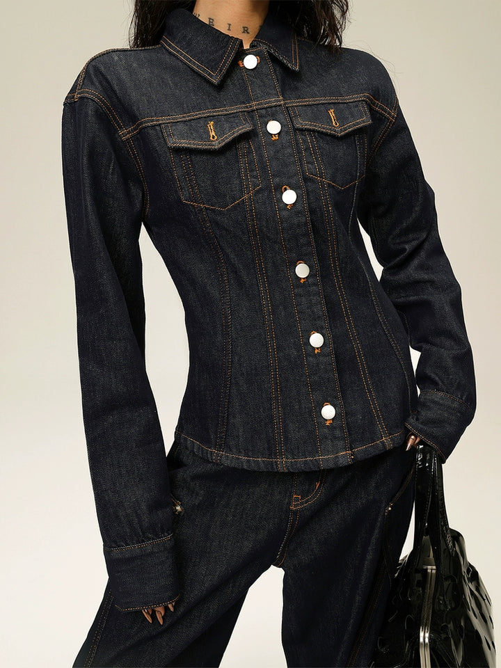 Denim Jacket and Loose Straight Pants