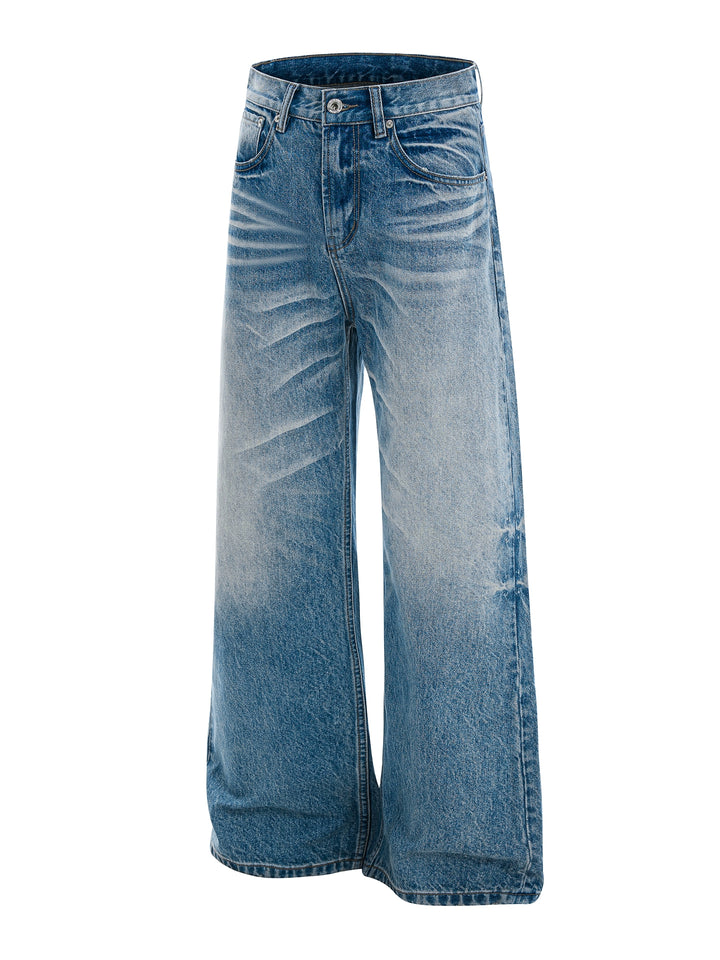 Washed Flared Straight Leg Jeans