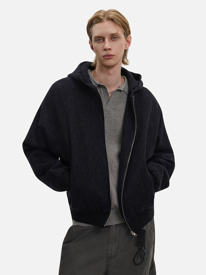 Struktureret lynlås hættetrøje