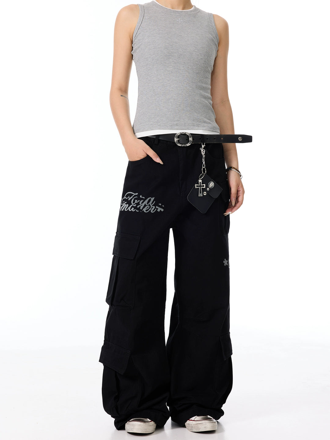 Brevtryk Flared Multi-pocket Cargo Bukser