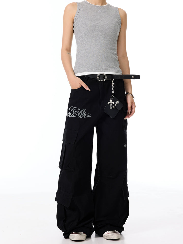 Brevtryk Flared Multi-pocket Cargo Bukser