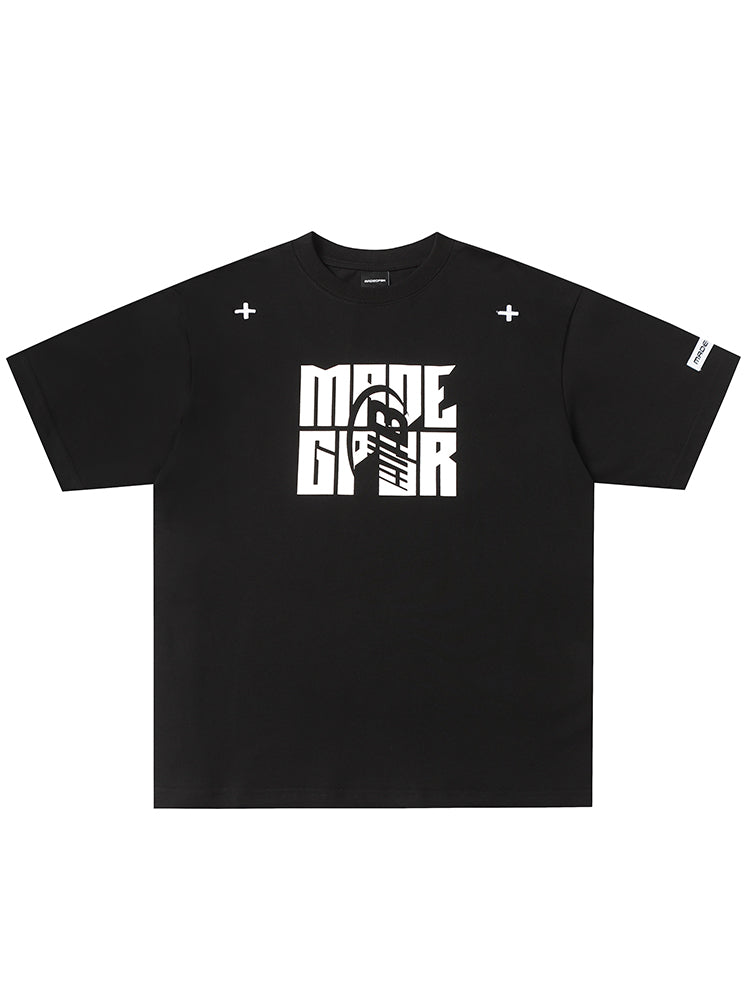 Brevtryk Løs T-shirt med Korte Ærmer