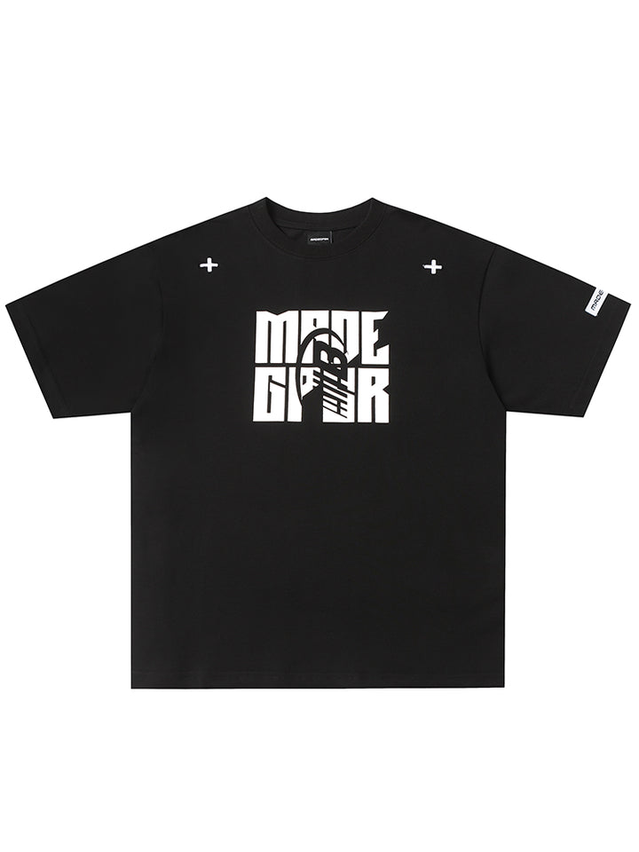 Brevtryk Løs T-shirt med Korte Ærmer