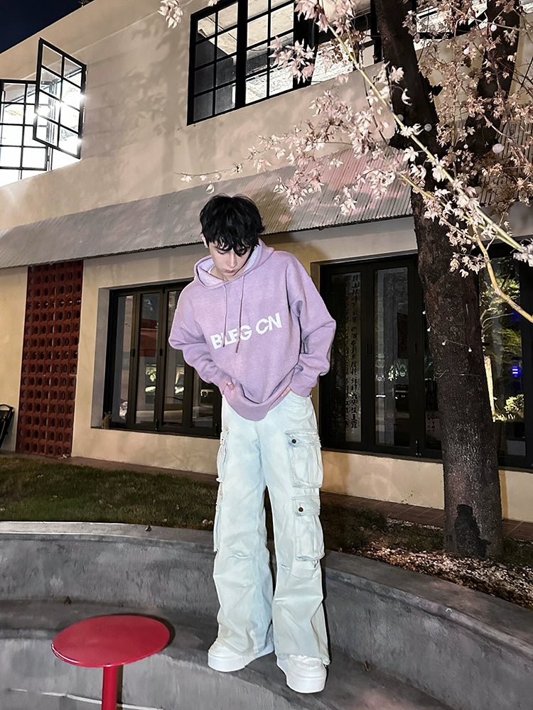 Loose Fit Knit Hooded Pullover Sweater