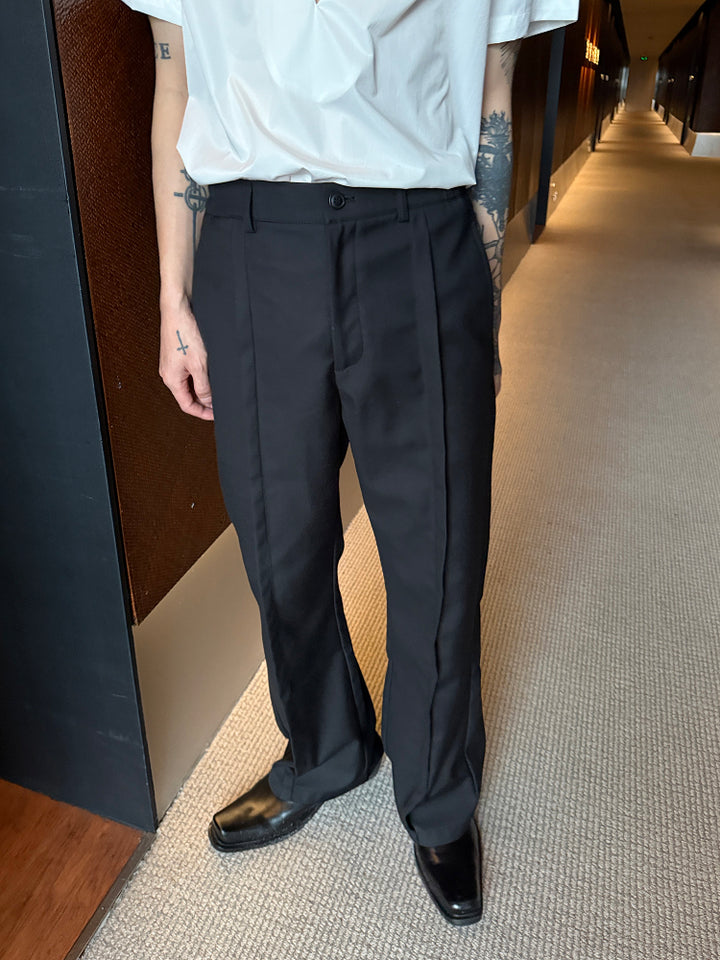 Black Slim Fit Pleated Trousers