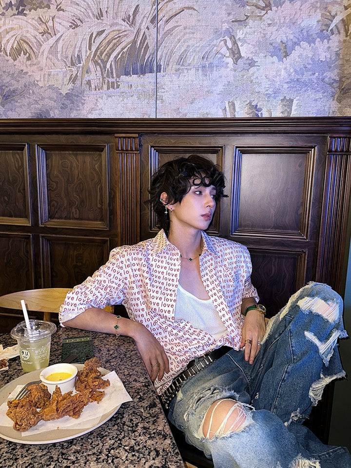 Short Sleeve Loose Fit Print Shirt