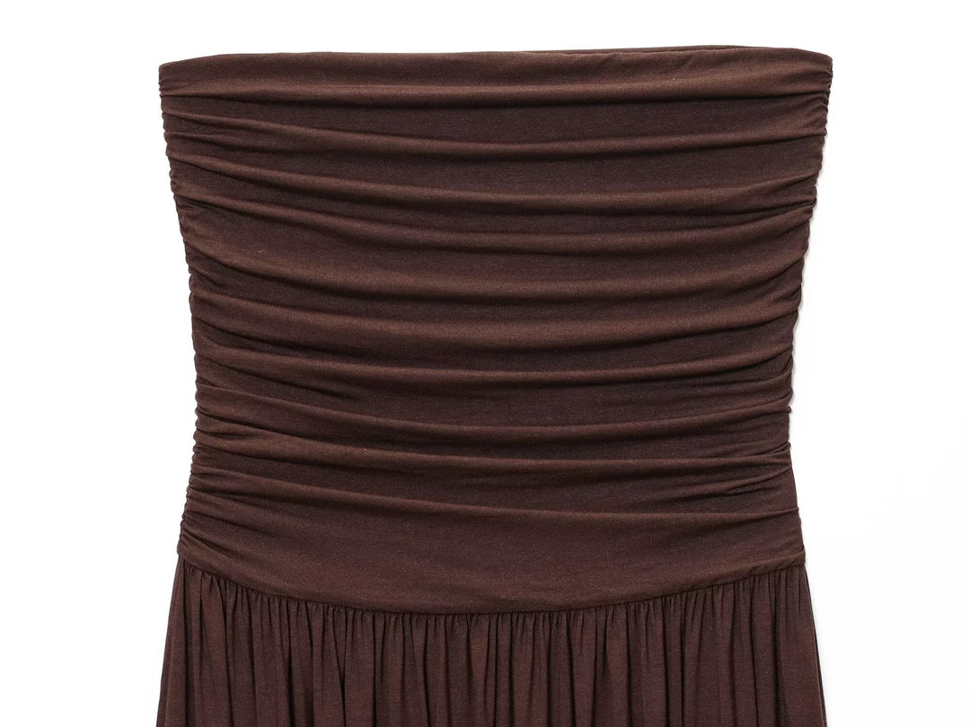 فستان شمس برباط أنبوبي مجعد ومقسم