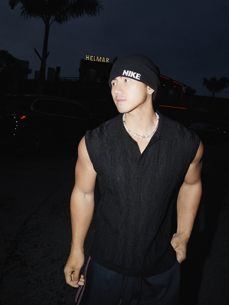 Collar Sleeveless Knitted Loose Vest