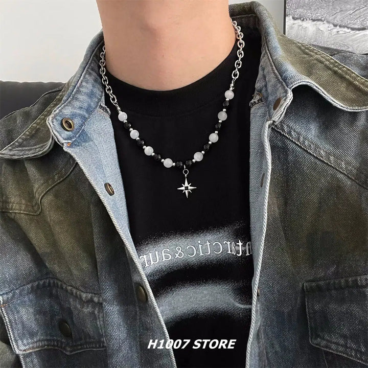 Titanium Steel Star Beaded Necklace
