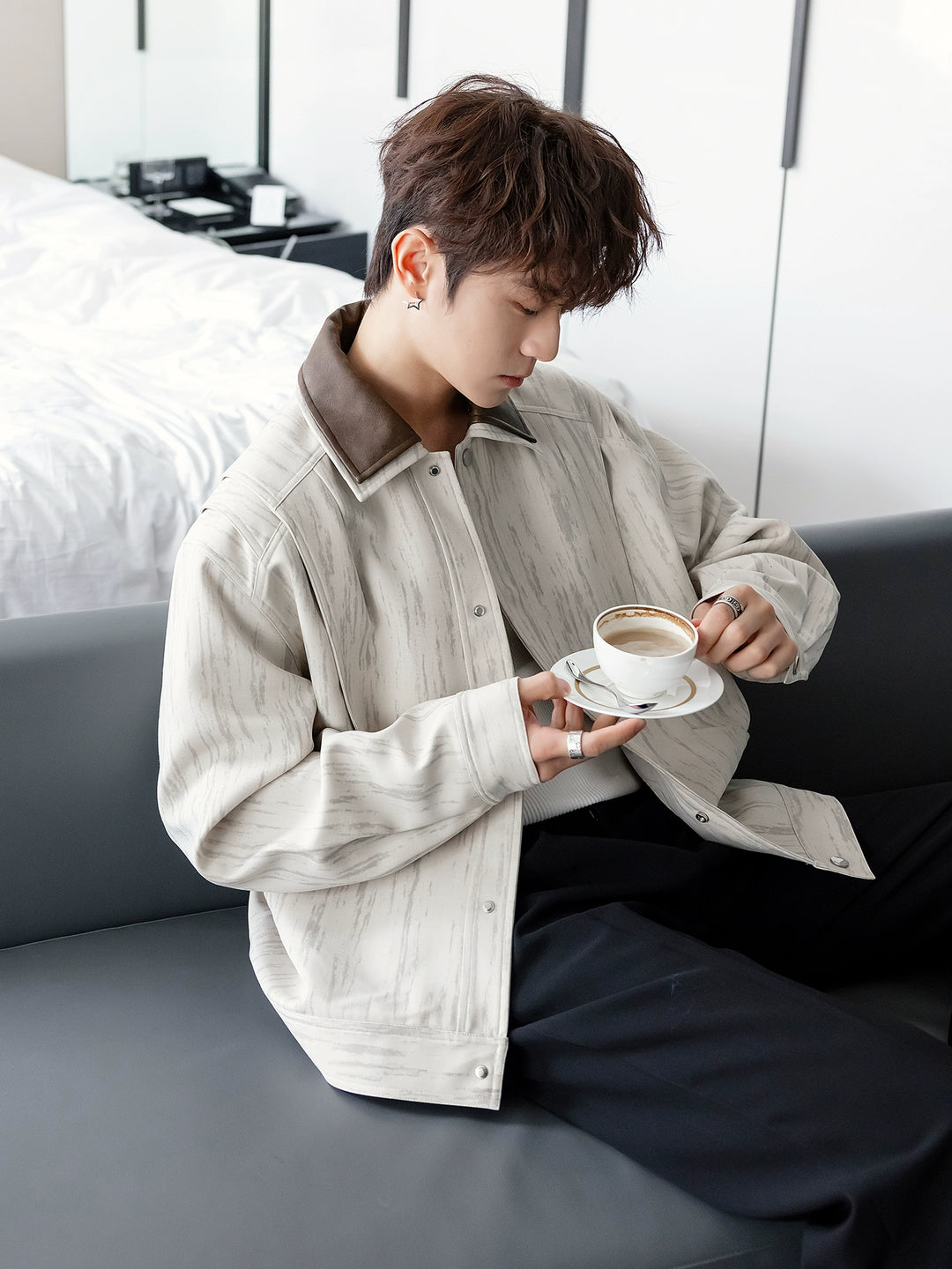 Distressed Double Collar Jacket