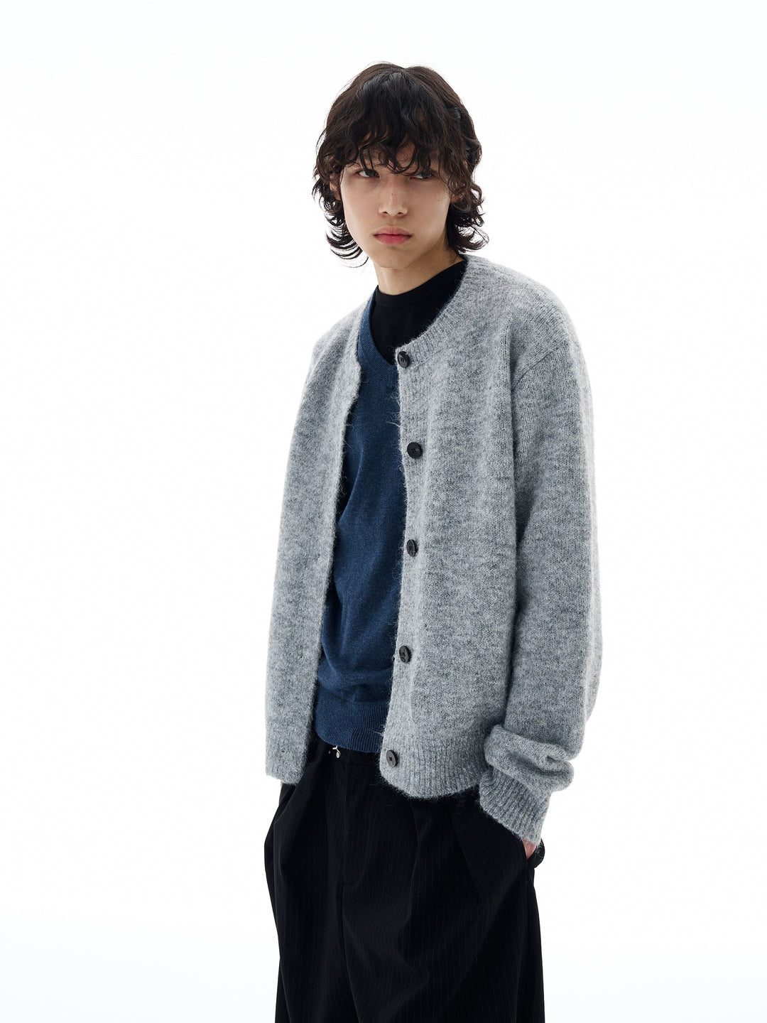 Fluffy Knit Button-Up Cardigan