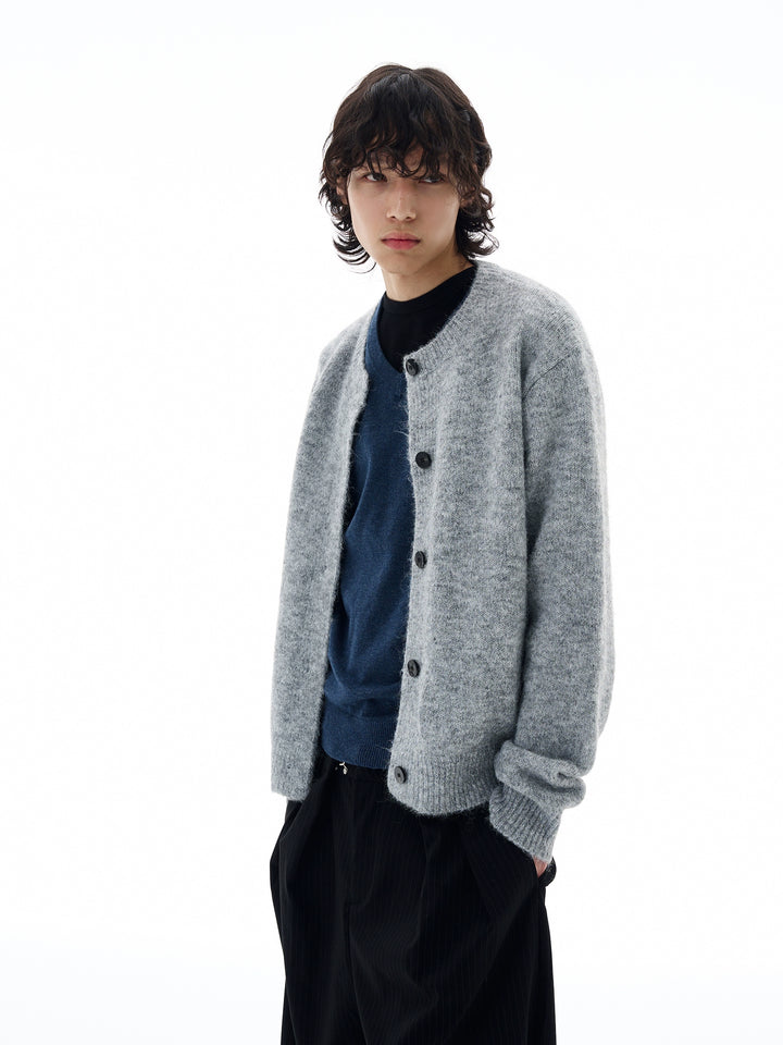 Fluffy Knit Button-Up Cardigan