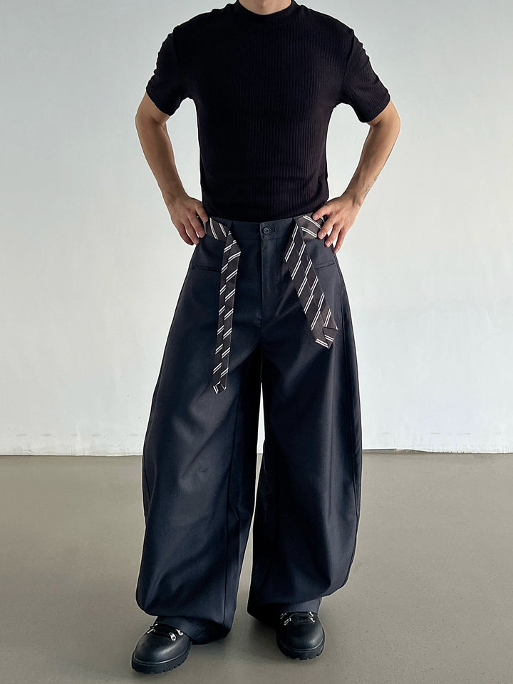 Wide-Leg Tie Detail Casual Pants