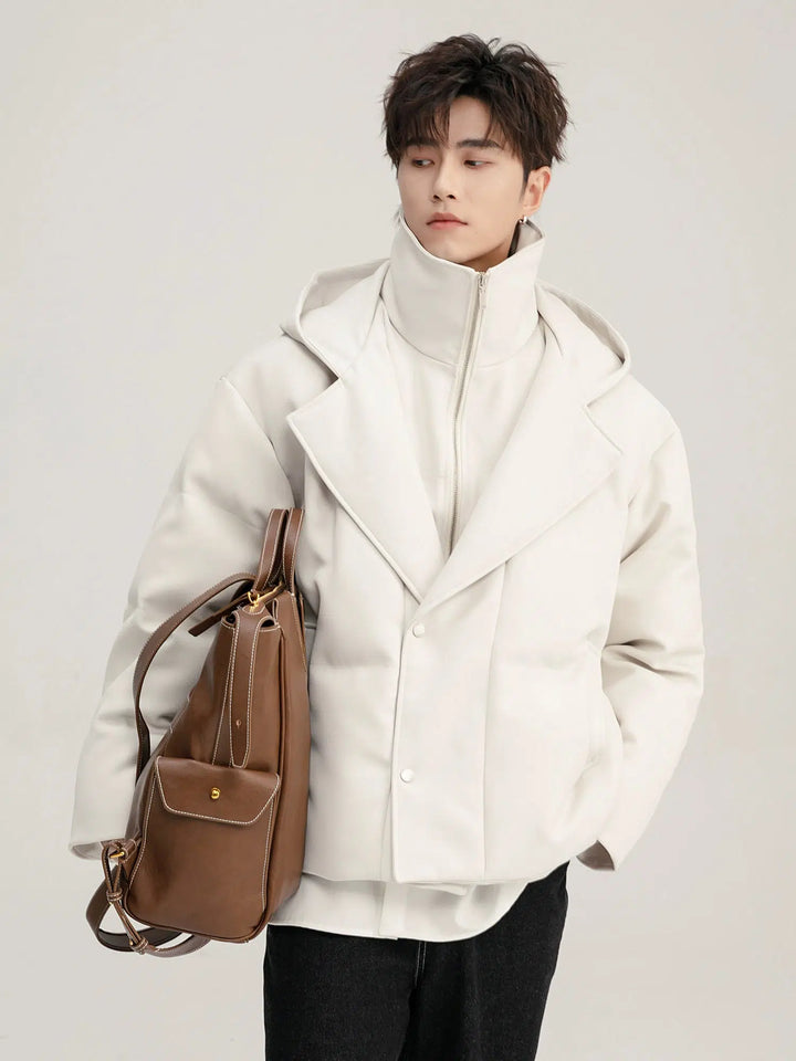 High Collar Lined Hooded Jacket