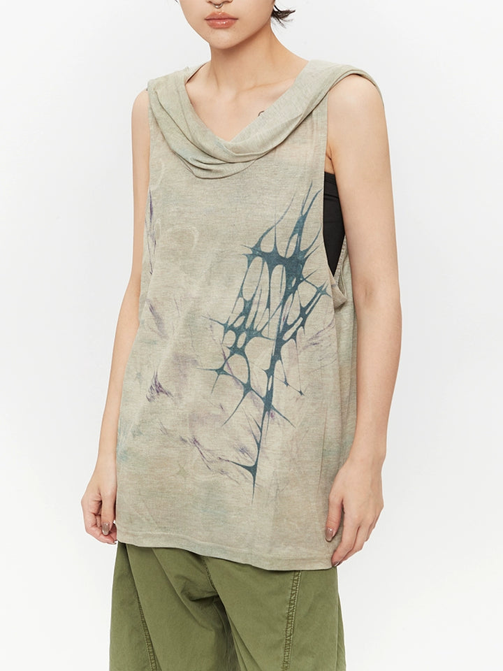Sleeveless Hooded Loose Turtleneck Top