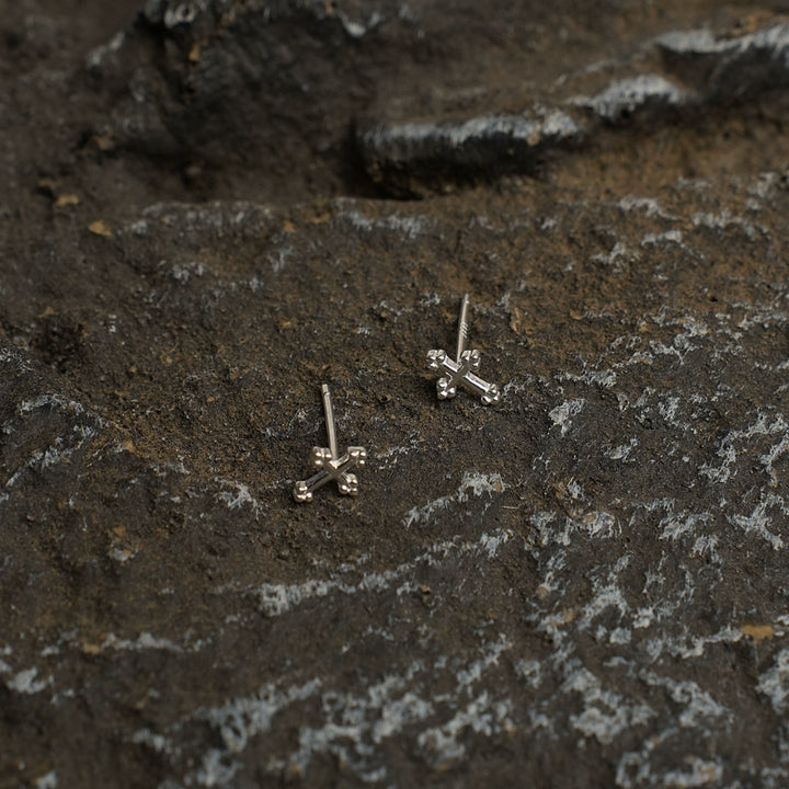 S925 Silver Cross Stud Earrings