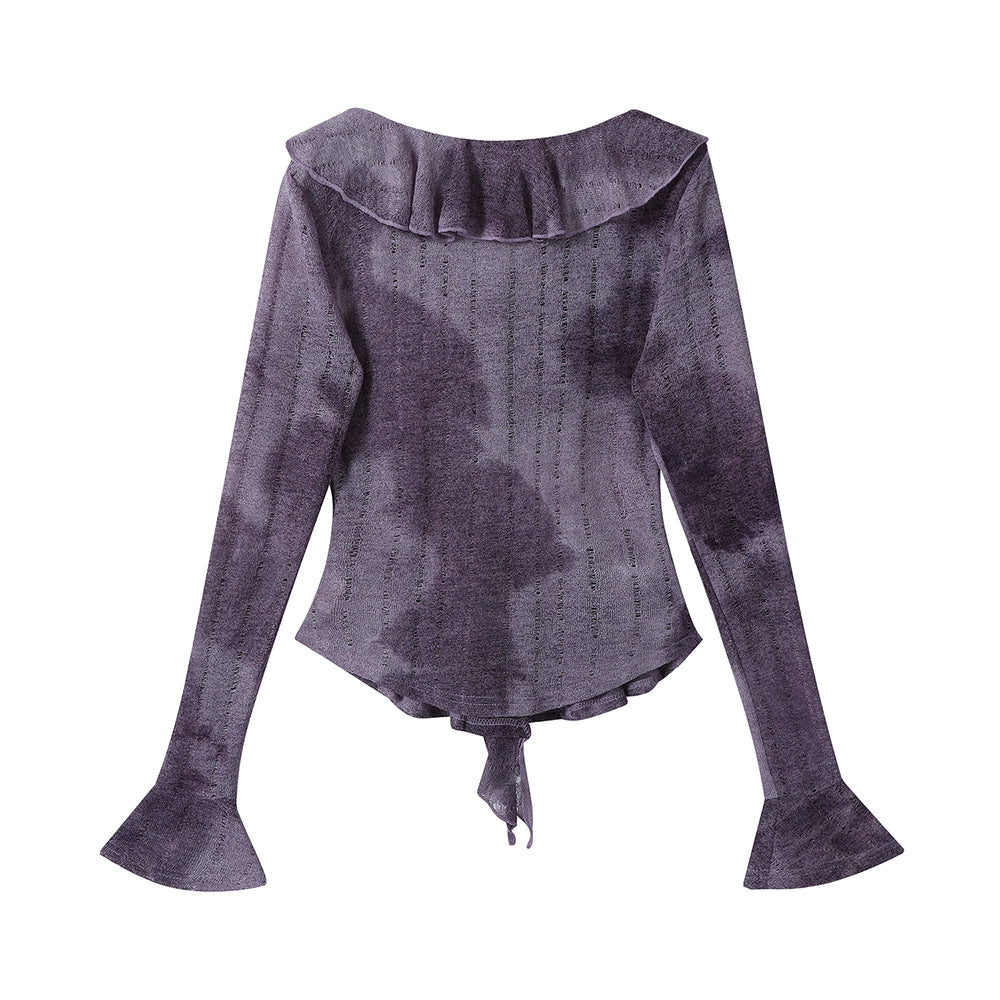 V-Neck Ruffled Cropped Shirt