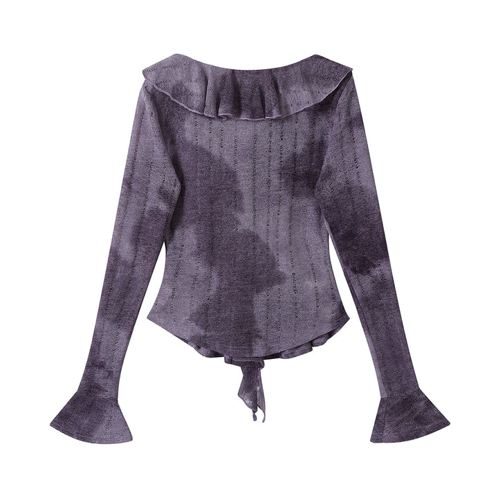 V-Neck Ruffled Cropped Shirt