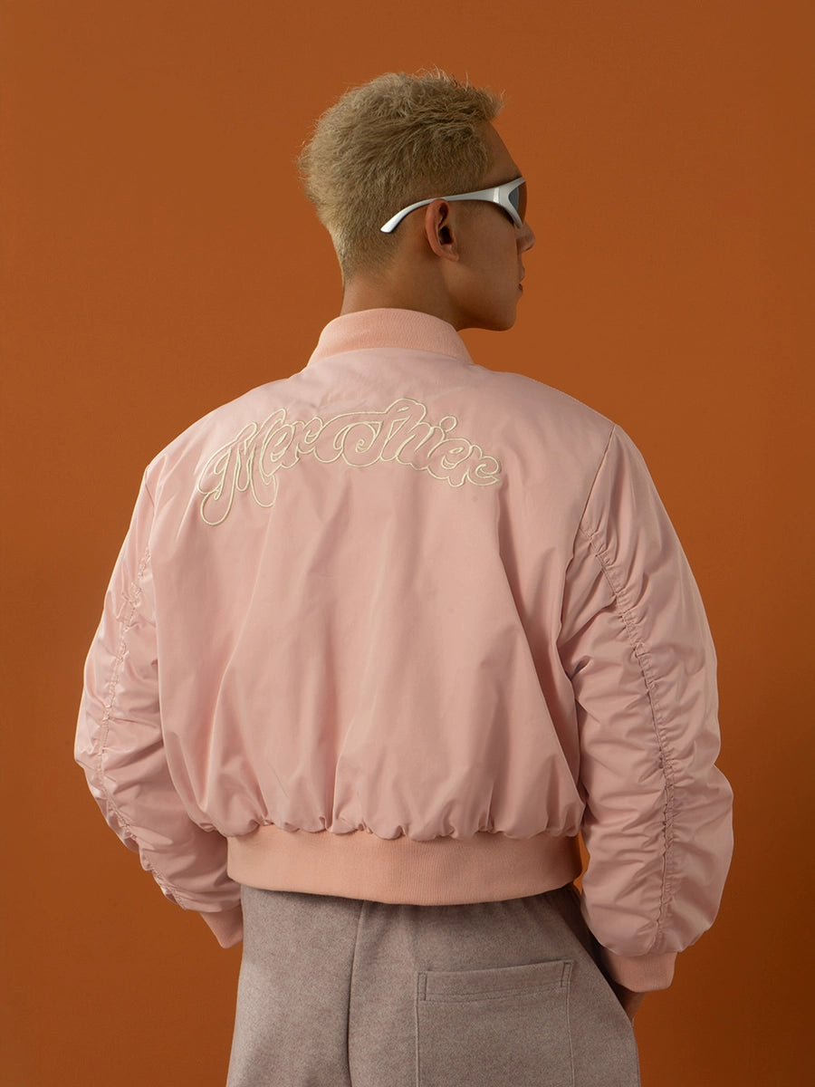 Baseball Collar Short Zipper Cotton Jacket