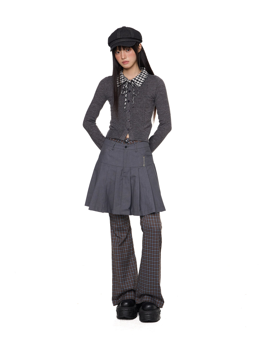 Geruite Retro Flared Casual Broek