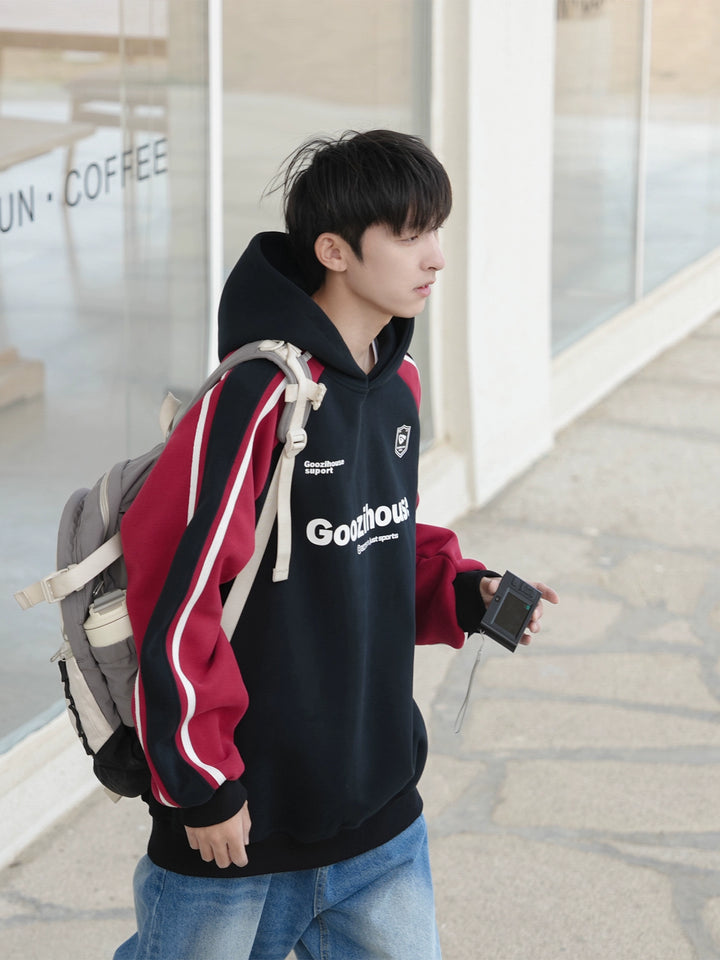 Heavyweight Raglan Sleeve Letter Print Hoodie
