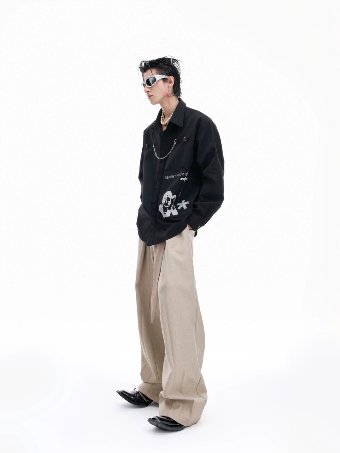 Retro Kunstpatroon Lange Mouwen Shirt