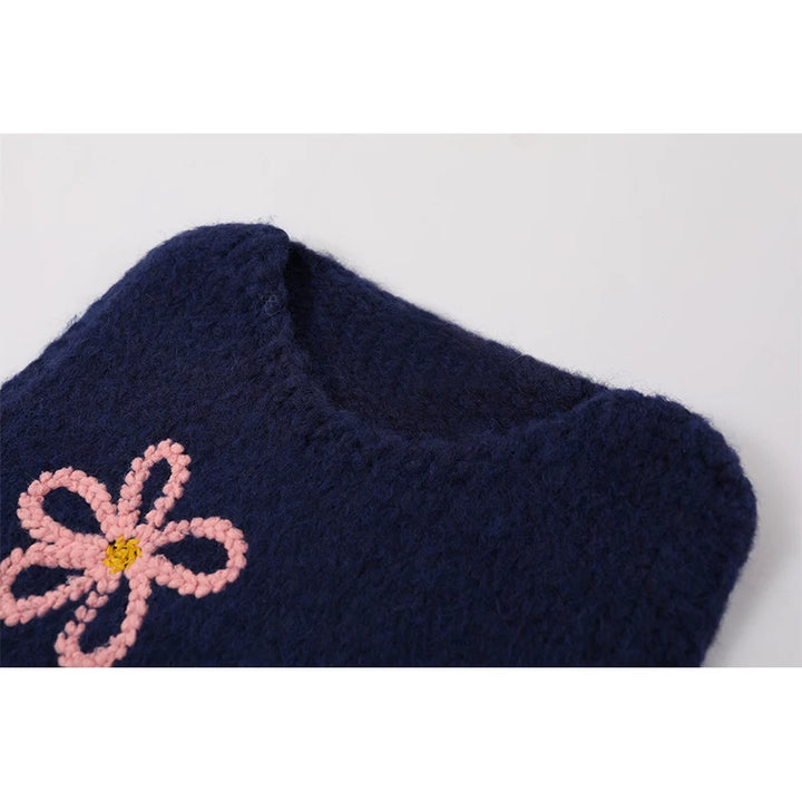Embroidered Flower Knit Vest