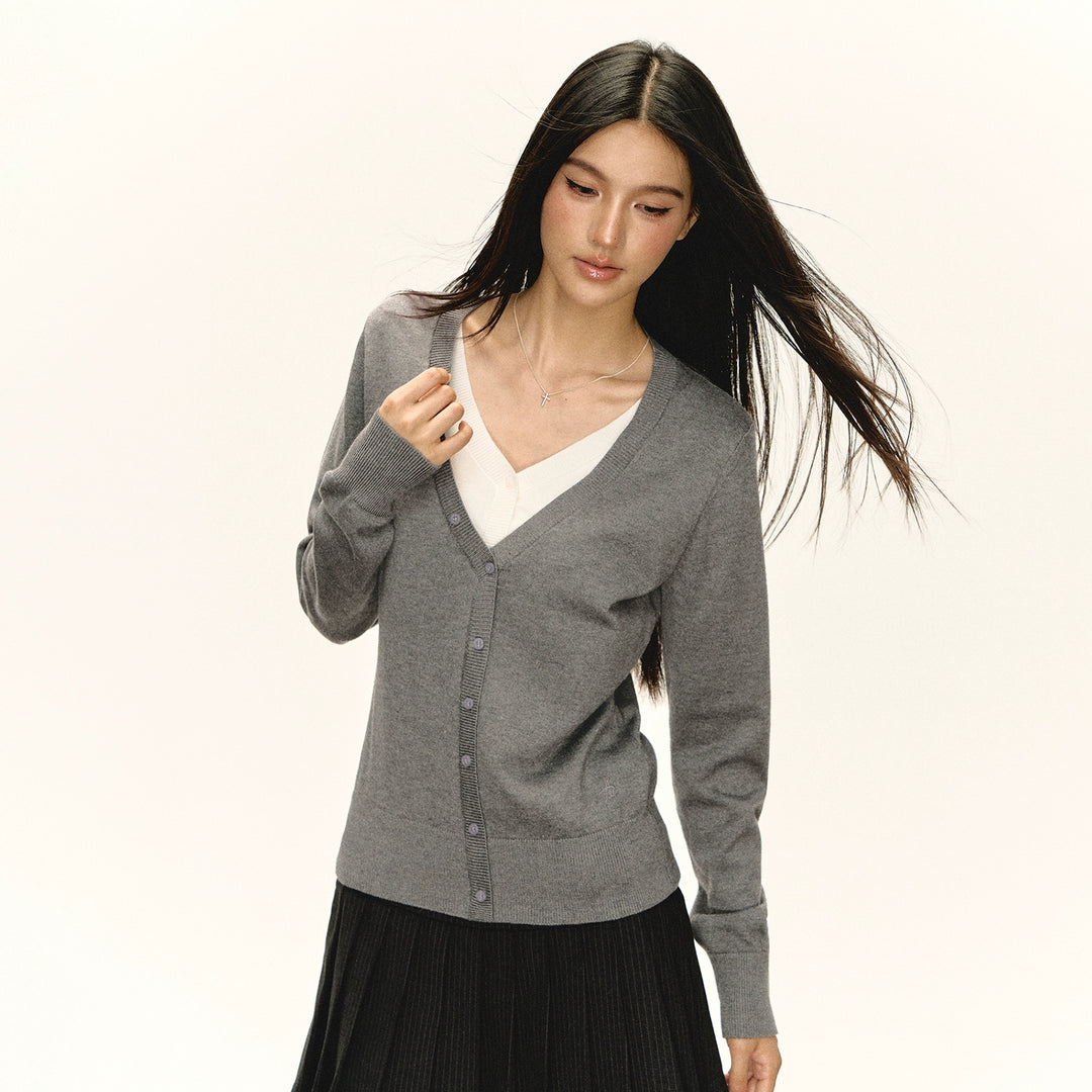 V-Neck Button Up Sweater