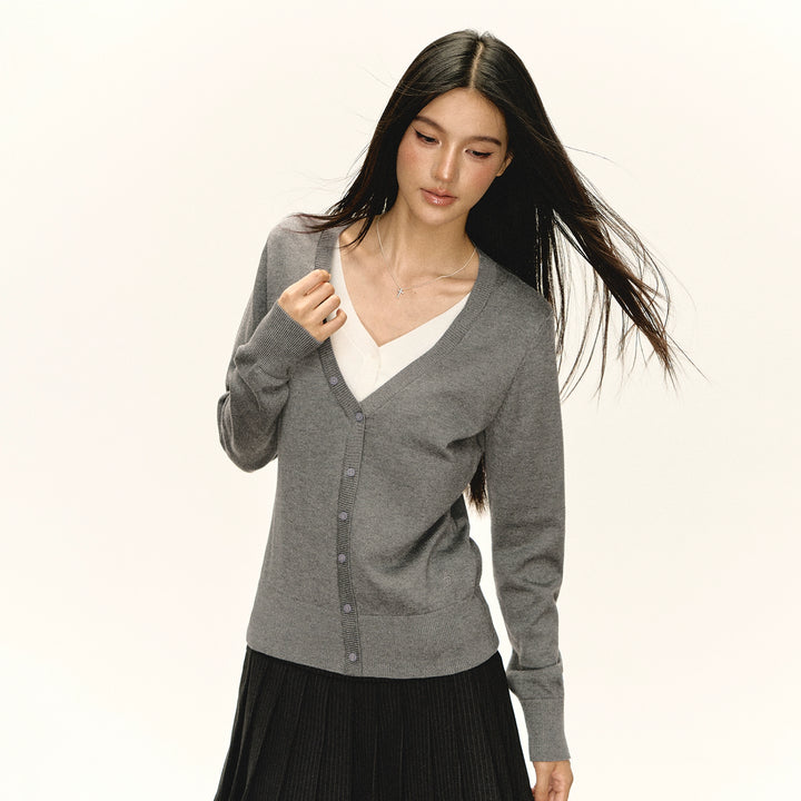 V-Neck Button Up Sweater