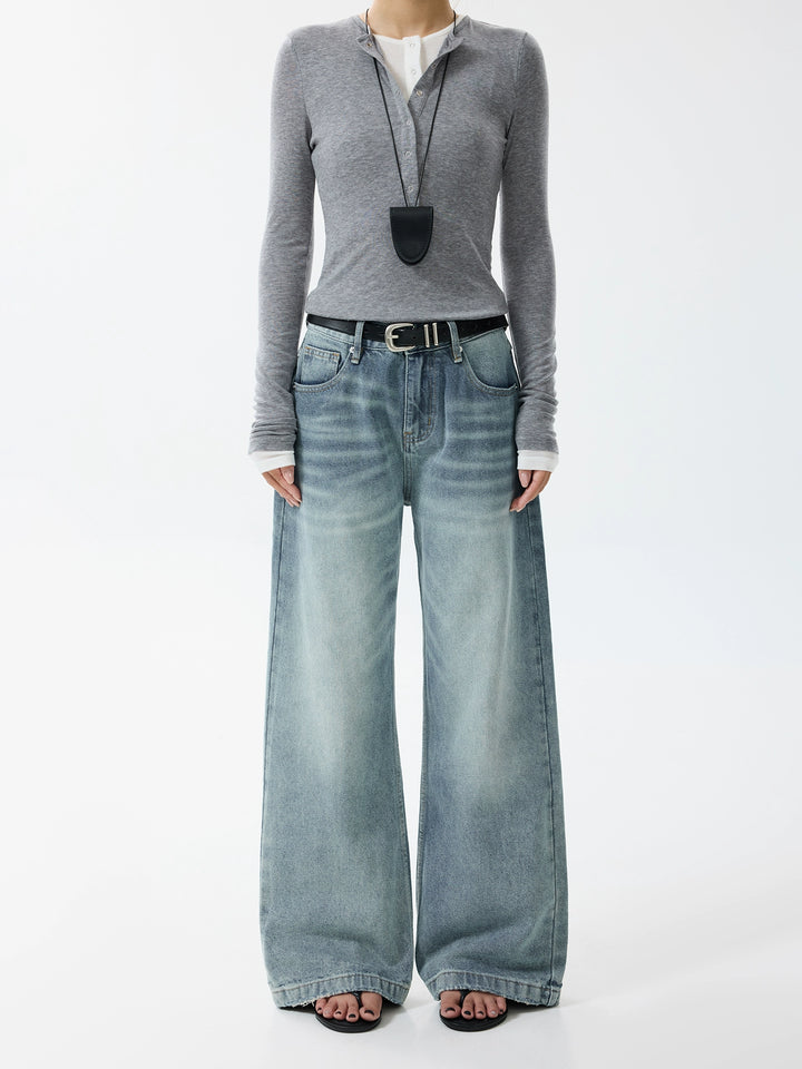 A-Line Wide-Leg Loose Jeans