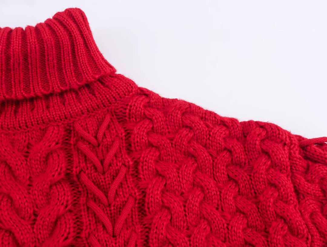 سويت شيرت بولوفر محبوك بكابل برقبة عالية