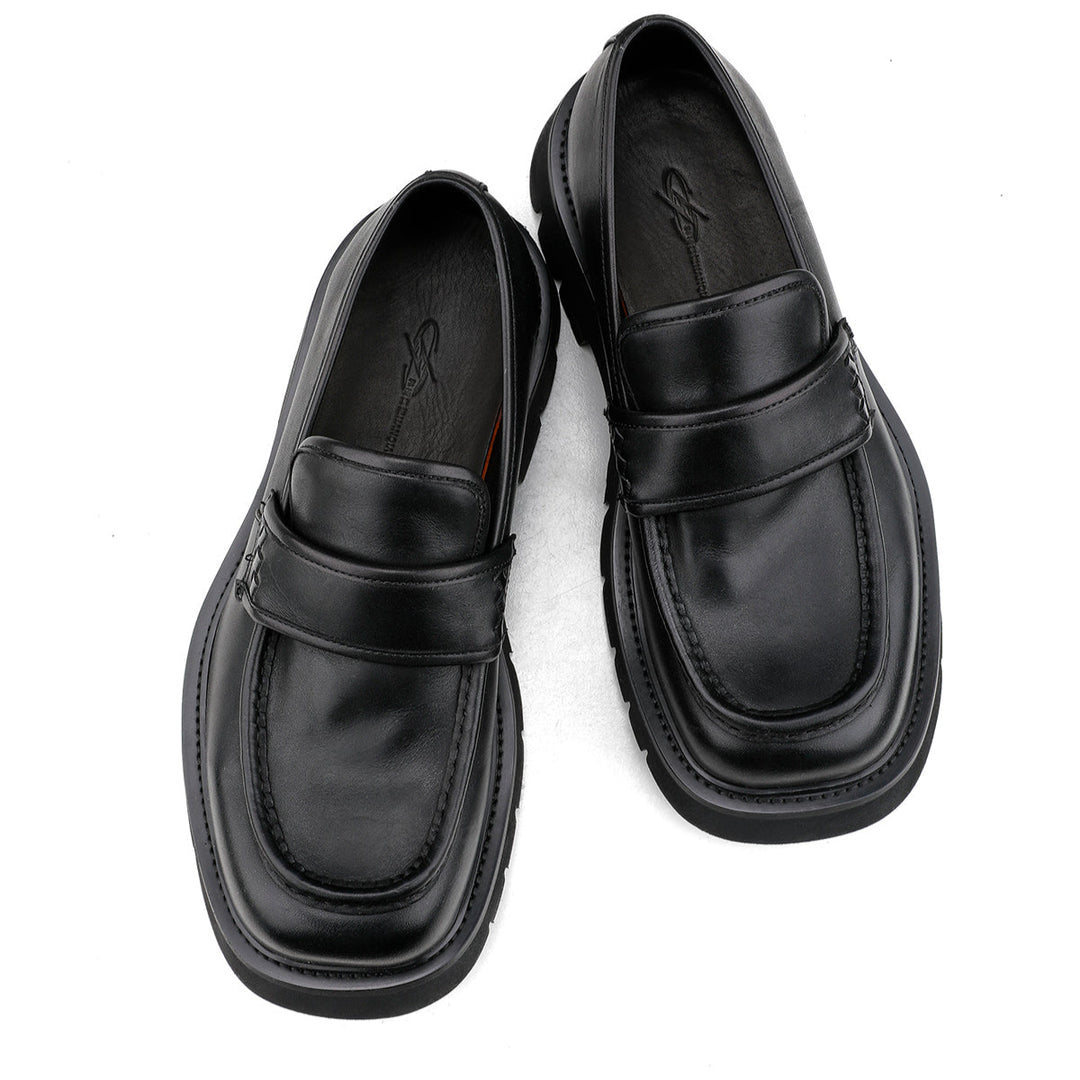 Slip-On Leather Loafers with Thick Sole