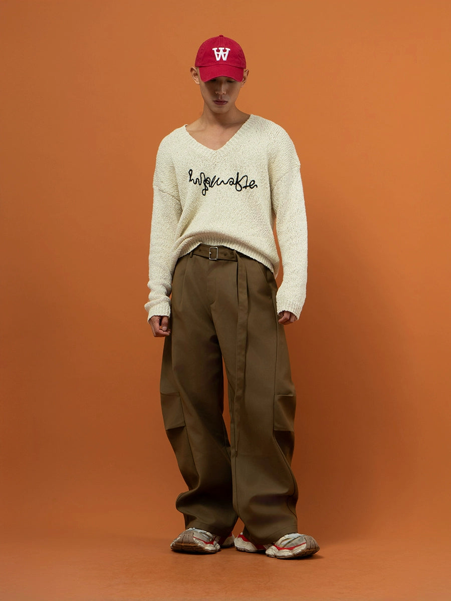 Loose Fit V-Neck Pullover Knit Sweater