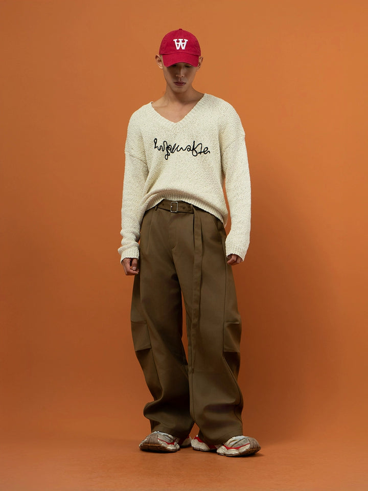 Loose Fit V-Neck Pullover Knit Sweater