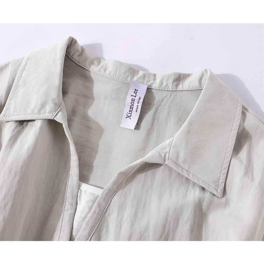 V-Neck Loose Fit Belted Shirt