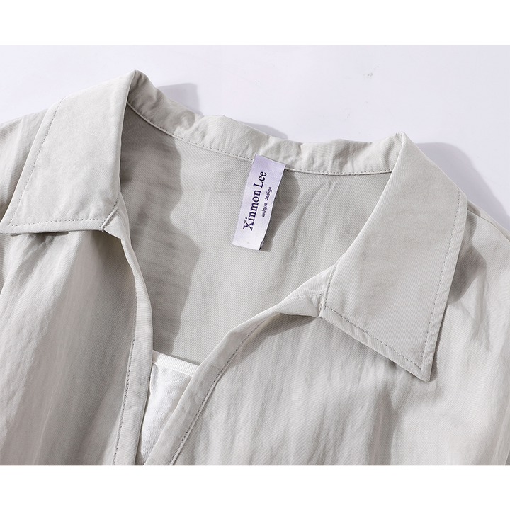 V-Neck Loose Fit Belted Shirt