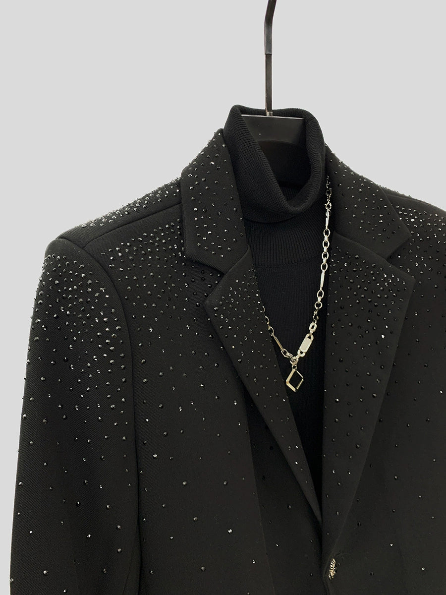Studded Casual Suit Jacket with Shoulder Pads