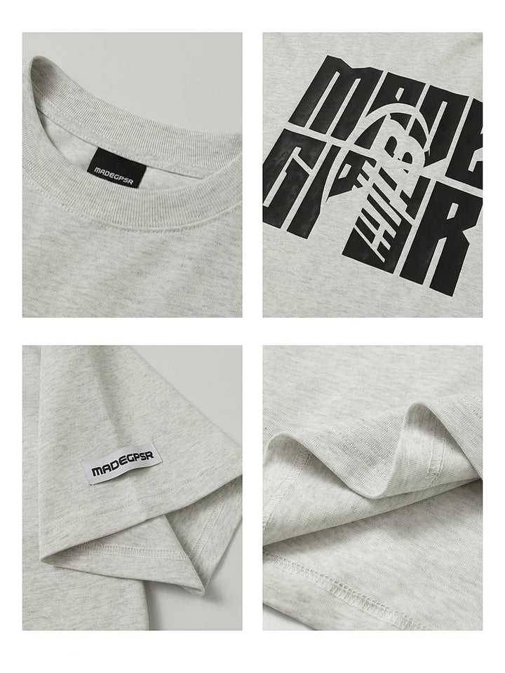 Brevtryk Løs T-shirt med Korte Ærmer
